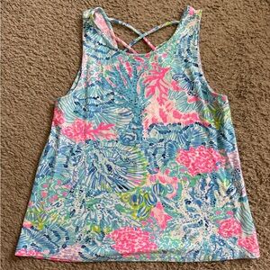 Lilly Pulitzer Multicolor Floral Sea Print Tank Top - Pink, Blue, Green